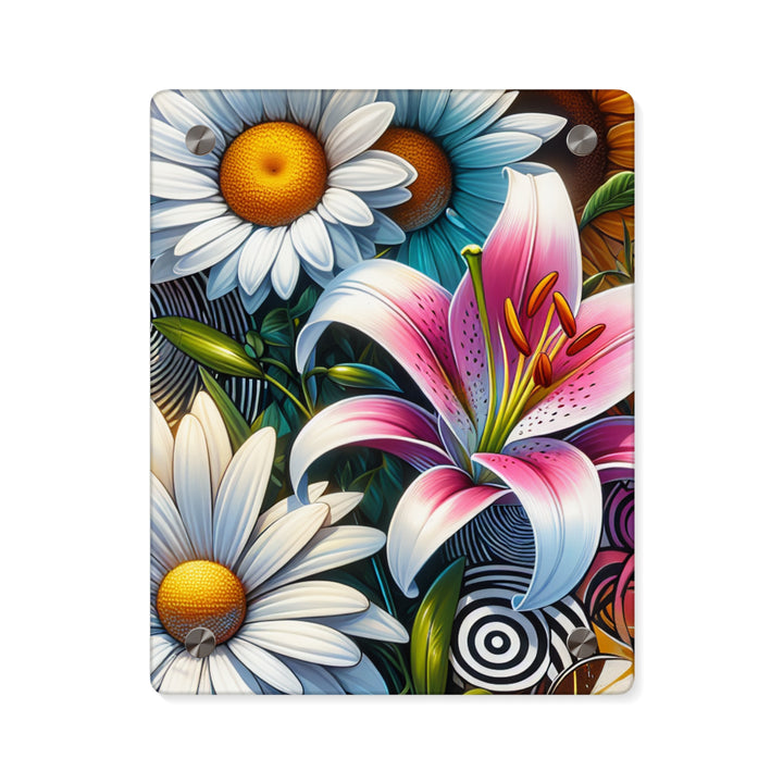 Triune Blooms Symphony |  Flower Trio |Acrylic Wall Panel
