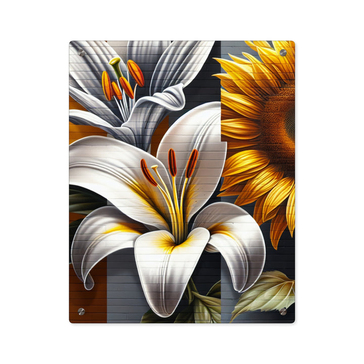 Triadic Blossom Symphony |  Flower Trio |Acrylic Wall Panel